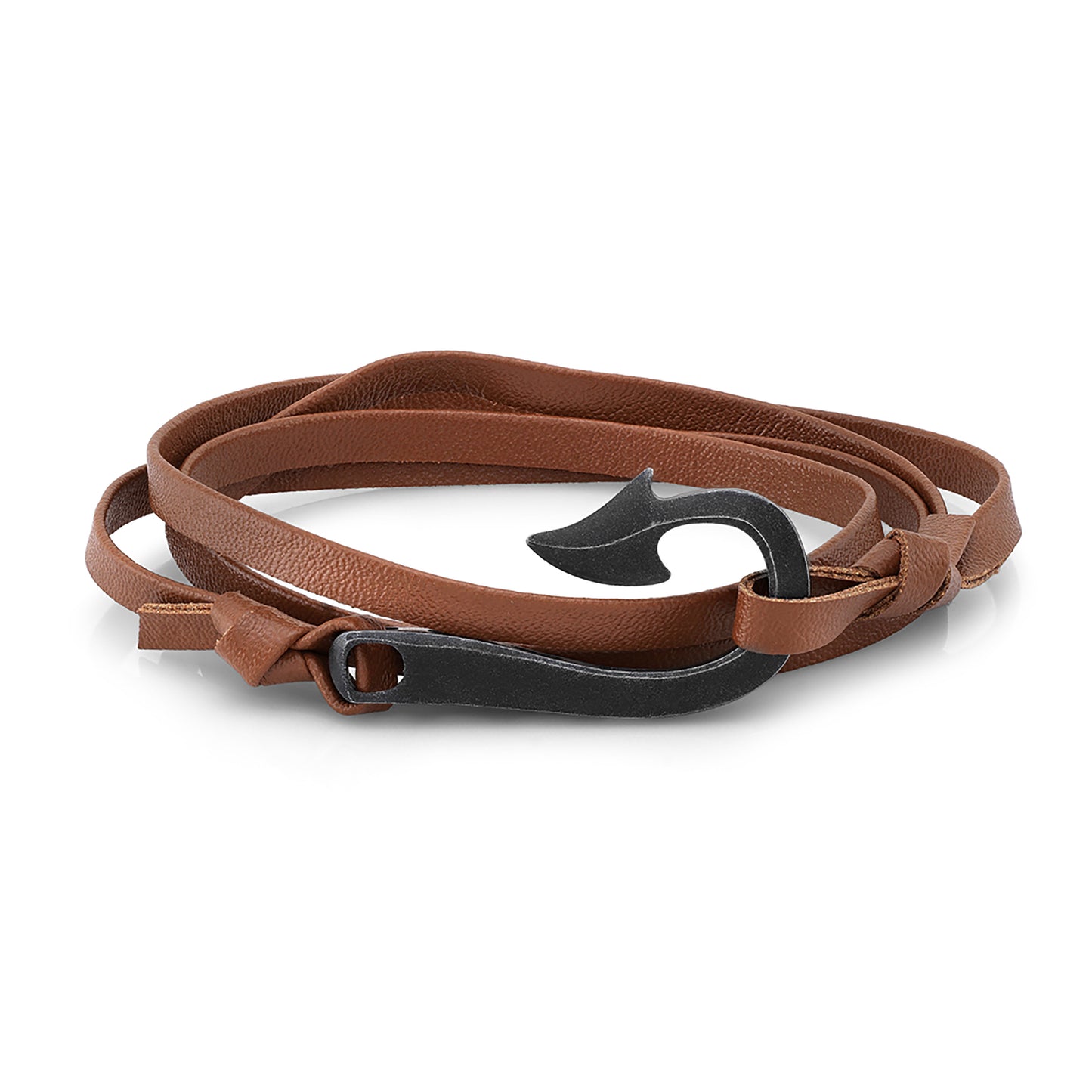 Brown Leather cord wrap bracelet with Black Arrow/Archive