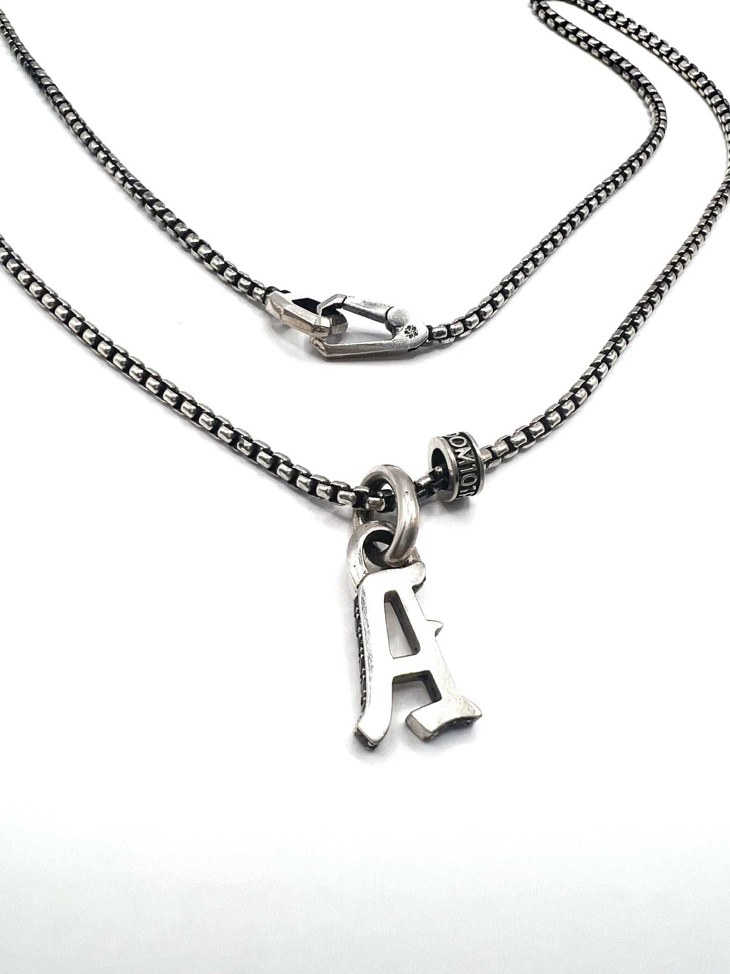 STERLING SILVER INITIAL LETTER "A" PENDANT IN OLD ENGLISH WITH CHAIN /PROTOTYPE