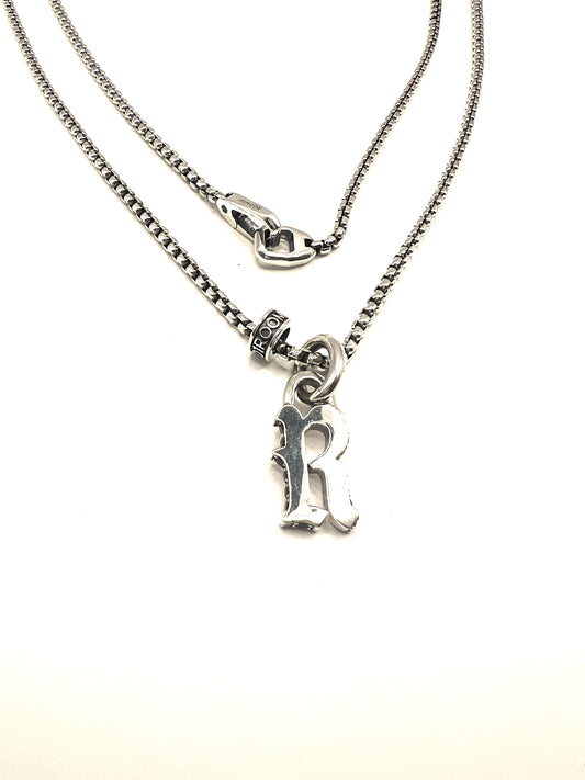 STERLING SILVER INITIAL LETTER PENDANT IN OLD ENGLISH WITH CHAIN /PROTOTYPE