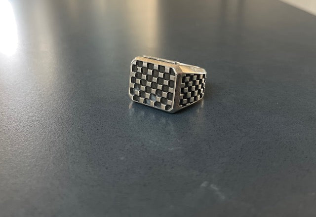 Sterling Silver Checker Block Ring size 12.5/Archive
