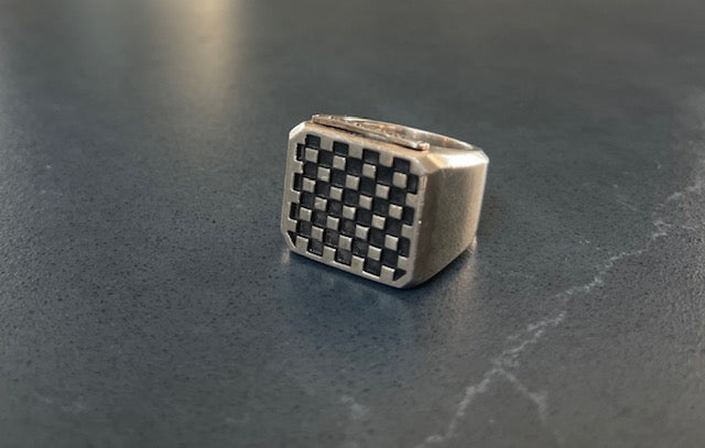 Sterling Silver Small Checker Block Ring size 11/Archive