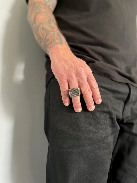 Sterling Silver lg checker block ring size 11/Archive