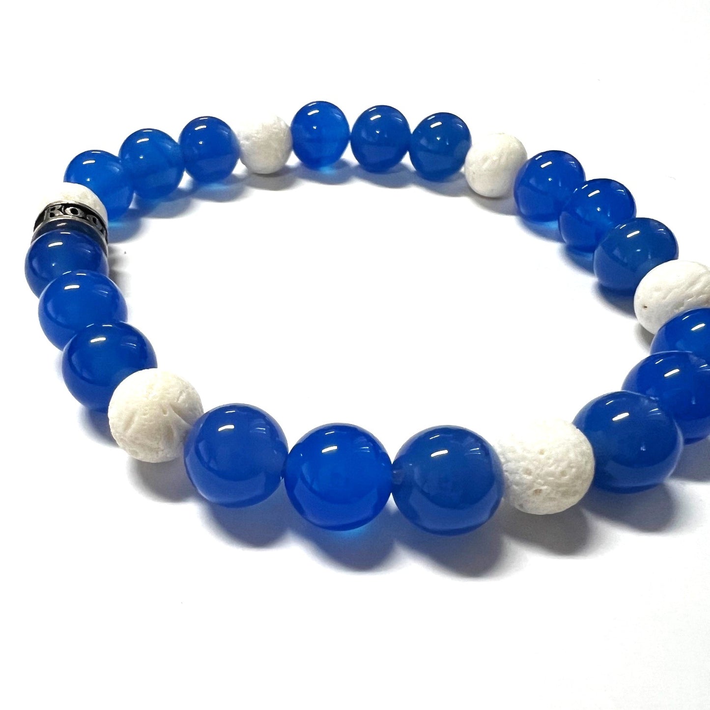 Blue and White Agate Bead Bracelet/Prototype