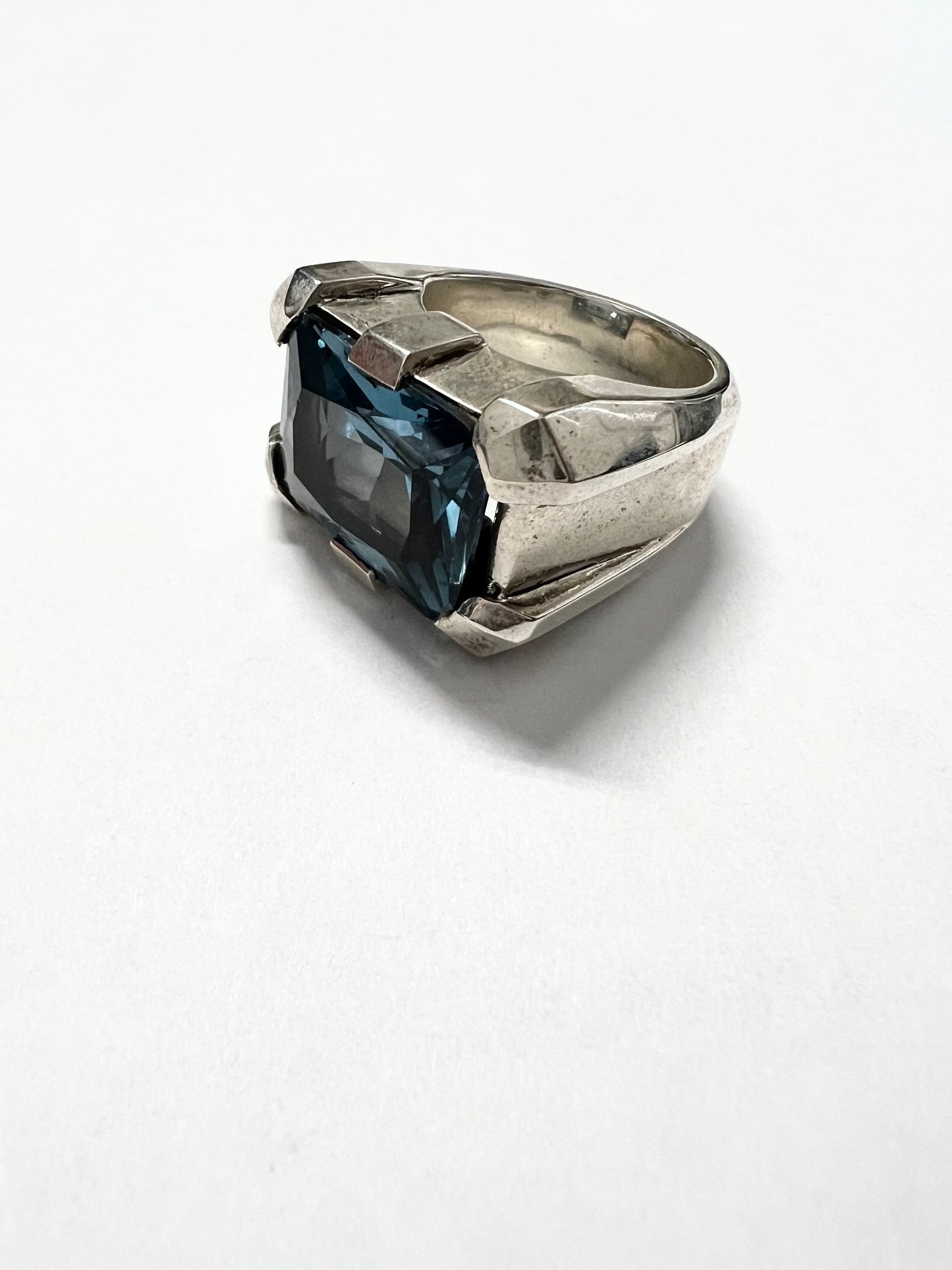 Sterling Silver Dense Ring w/blue stone/Archive
