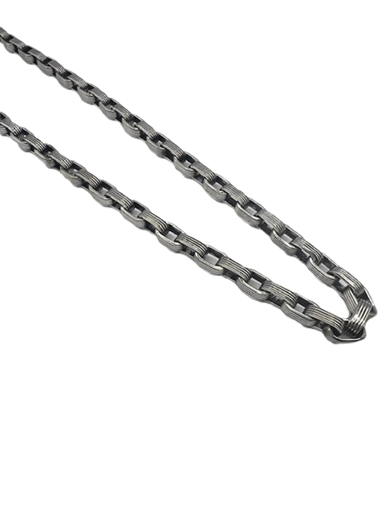 Sterling Silver Medium Striped Link Necklace 22 inches/Prototype