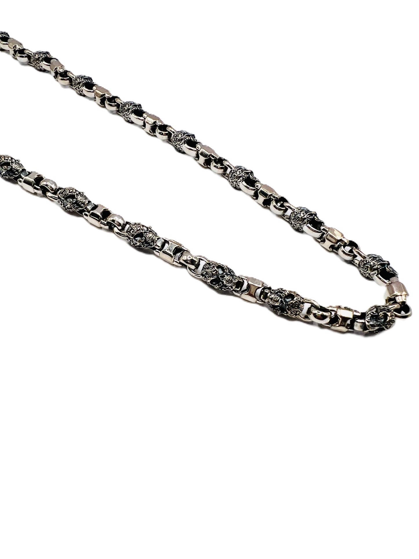 Sterling Silver Mini Filigree Skull Mini Caterpillar Necklace 24 inch/Prototype