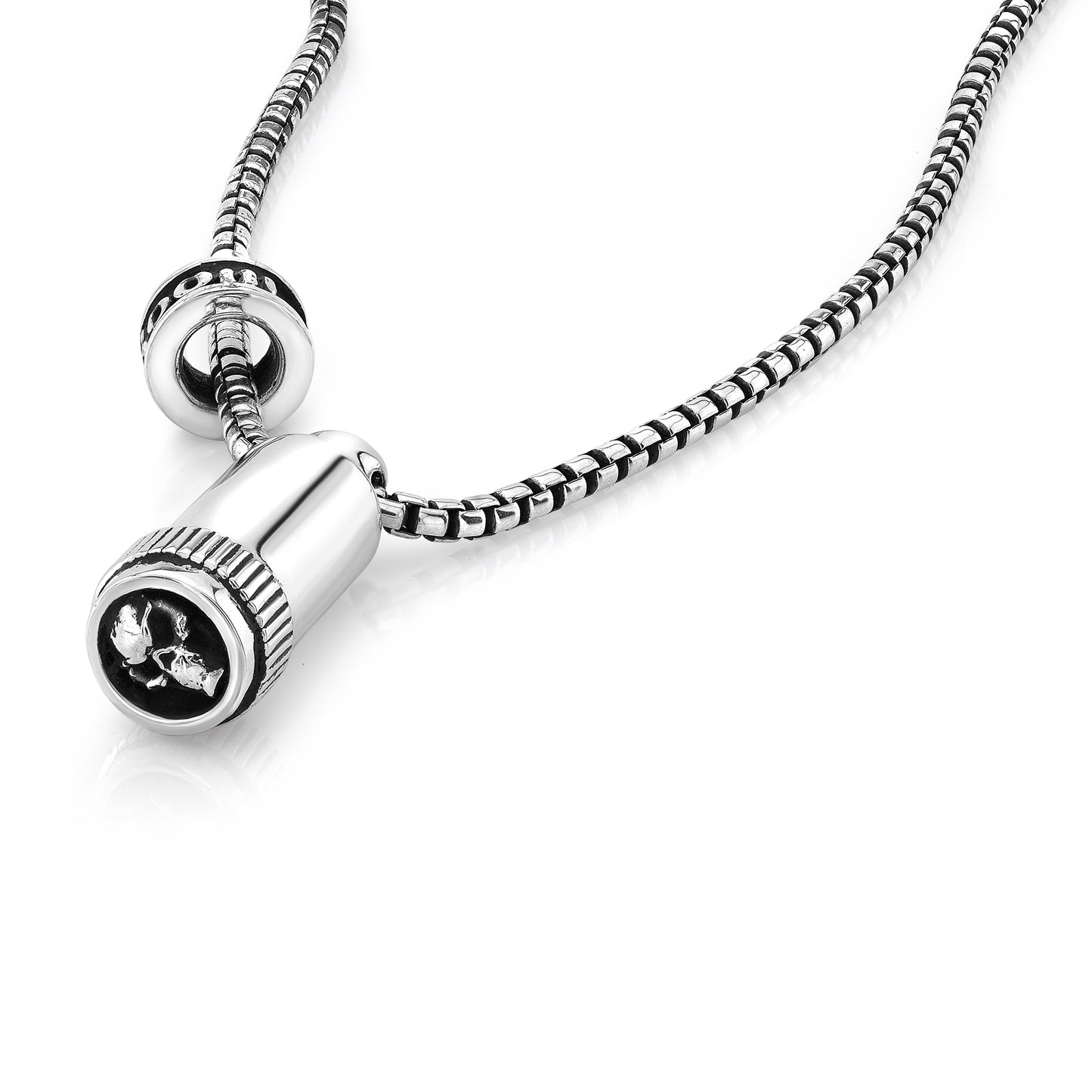 Sterling Silver Container Pendant w/skull /Archive