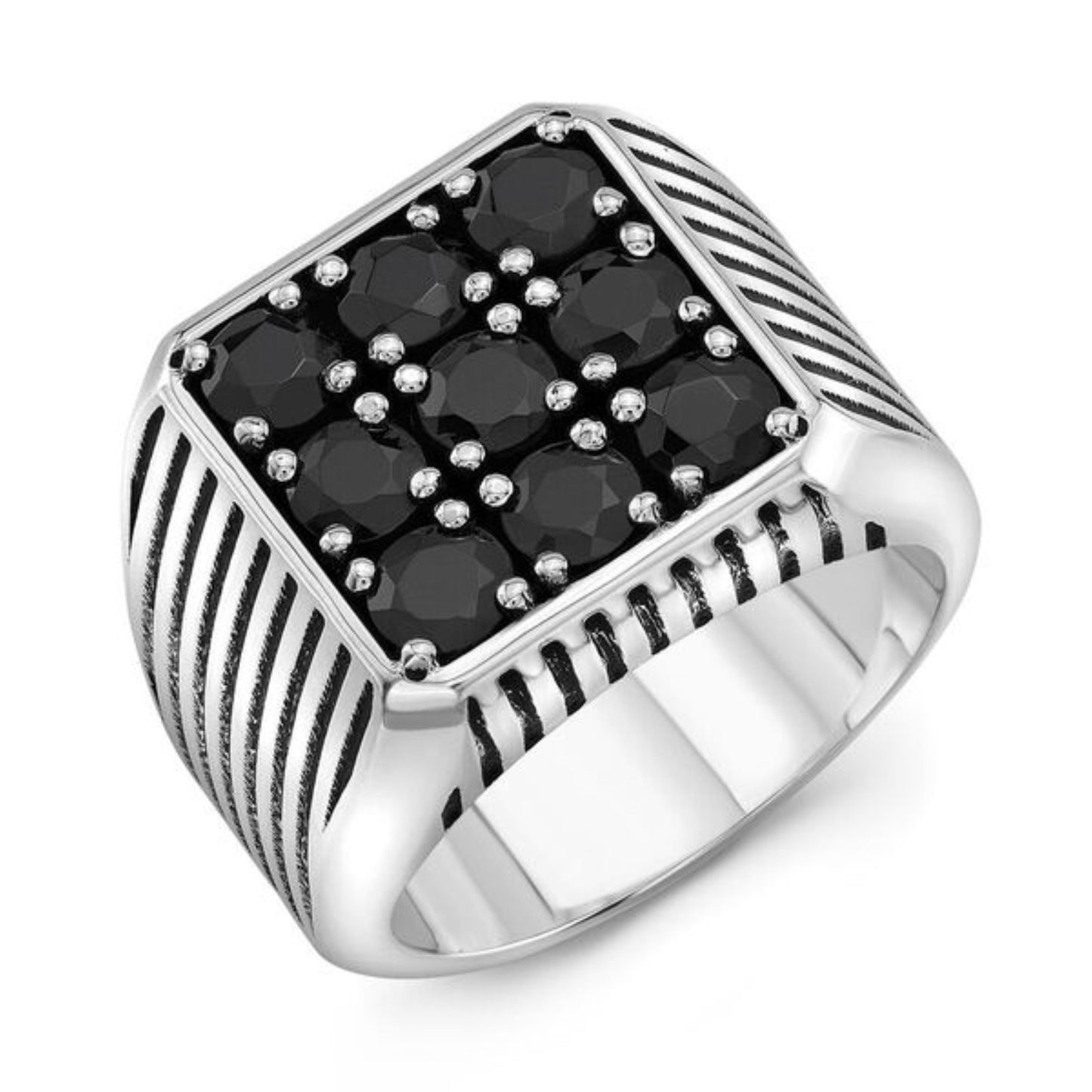 Sterling Silver no. 9 Striped Ring size 10/Archive