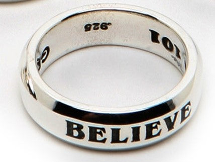 STERLING SILVER COMMITMENT BAND "BELIEVE"/PROTOTYPE