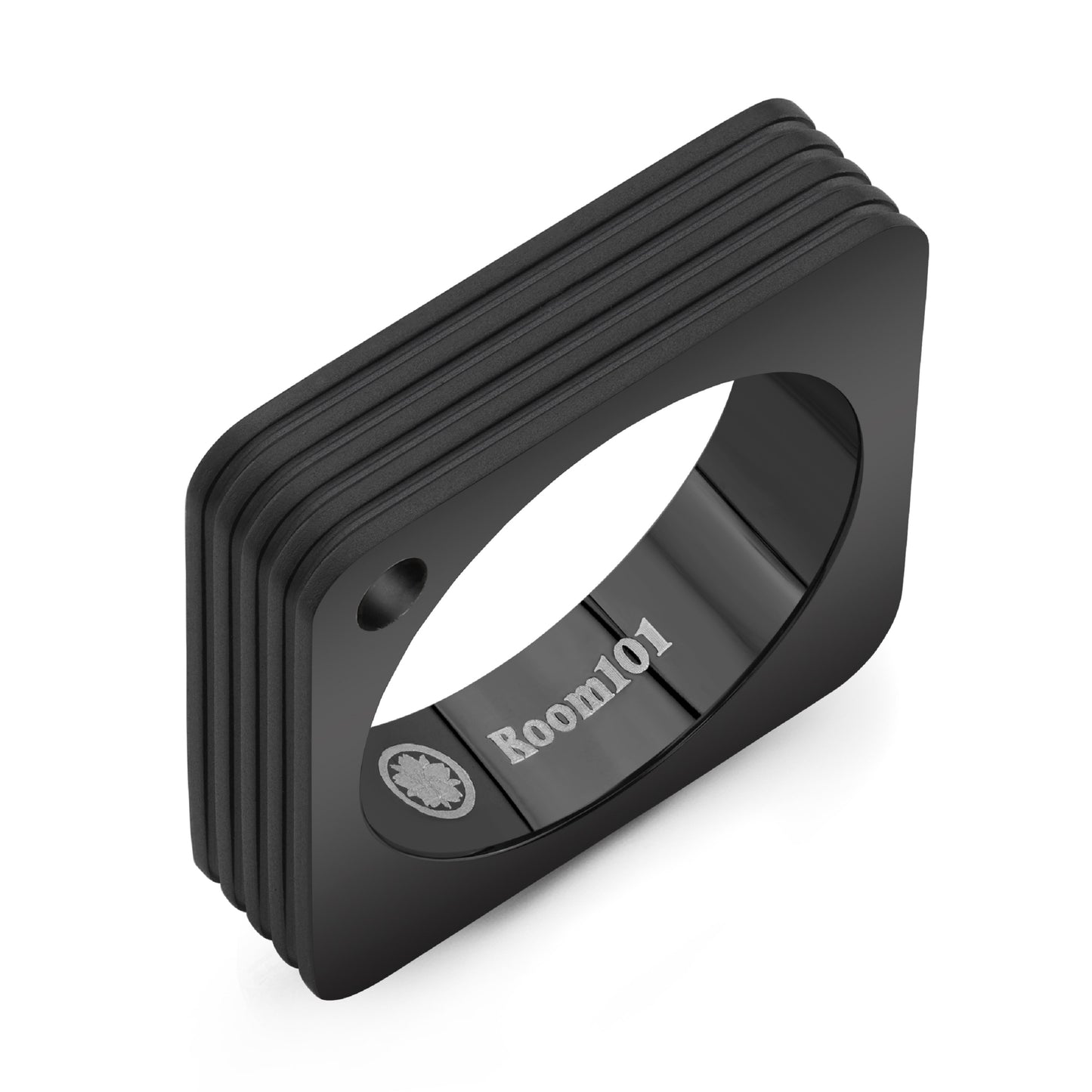 Striped Square ring Stainless Steel Black PVD/Archive