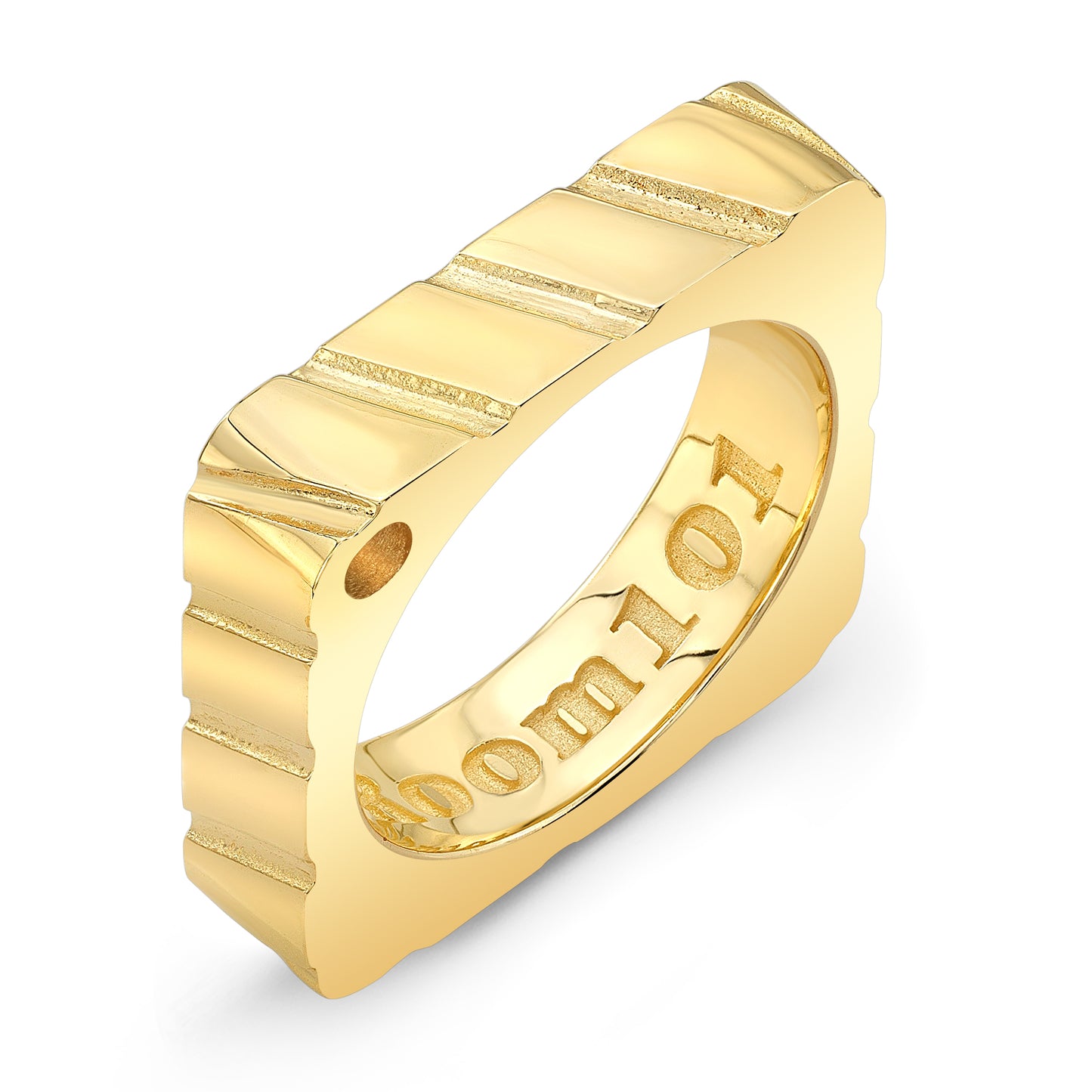 Sterling Silver 14 K Gold plated Tank Striped SQ Ring /Archive