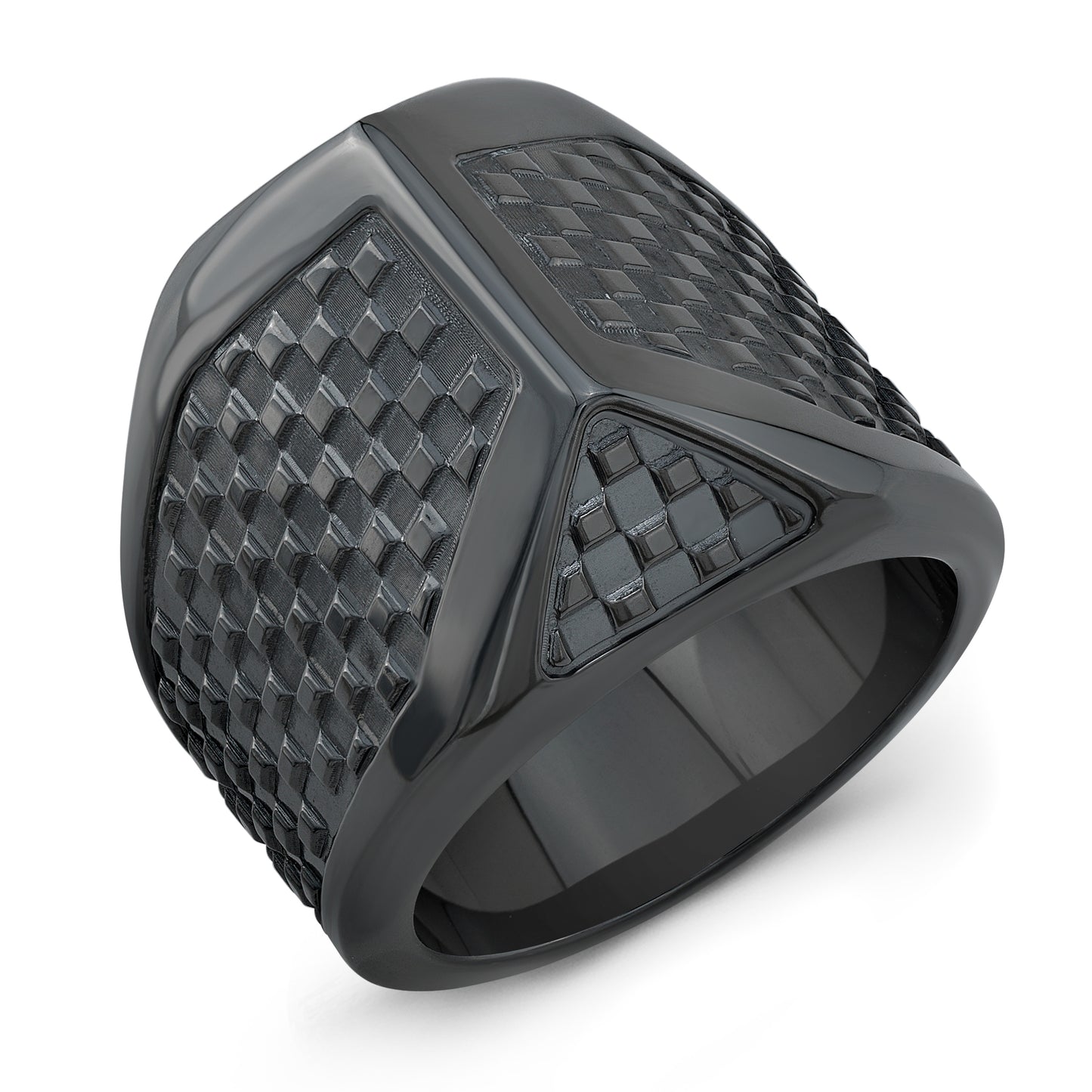 CHECKER TALON RING IN BLACK TITANIUM