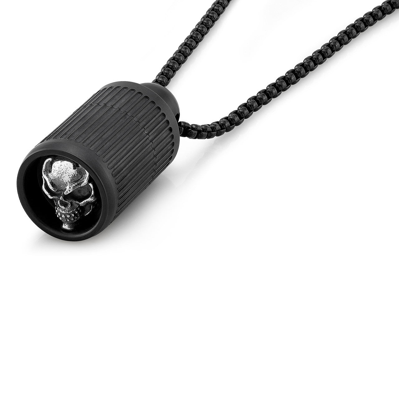 Large Black Titanium Stash Pendant with Stripes