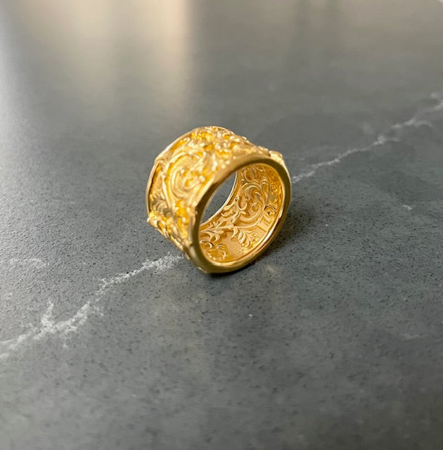 Sterling Silver Filigree Band 14k gold plated/Archive