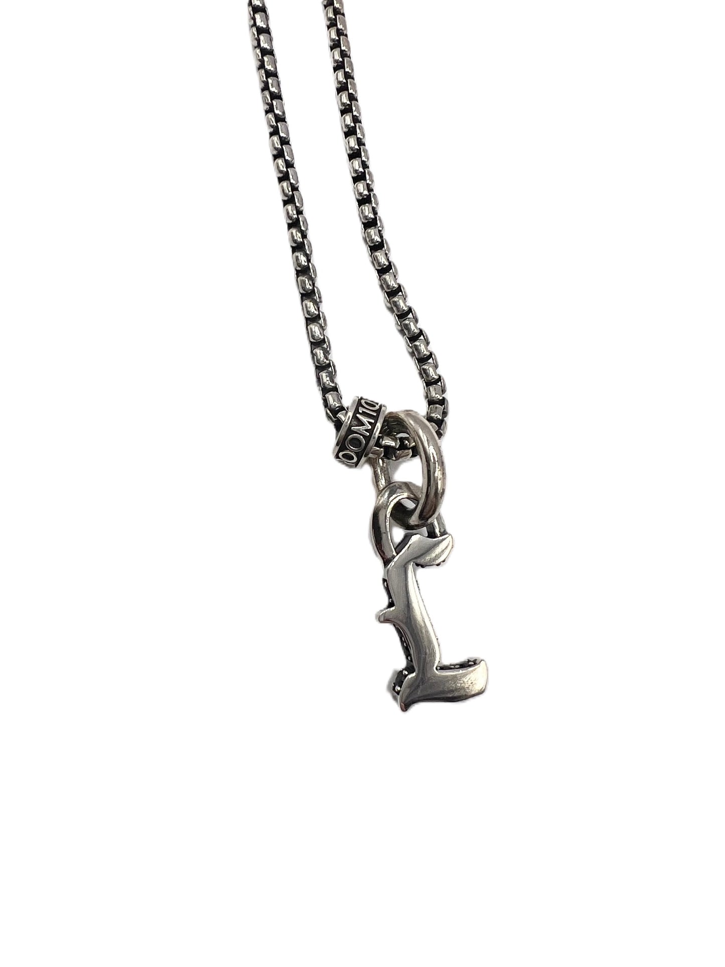 STERLING SILVER INITIAL LETTER "L"PENDANT IN OLD ENGLISH WITH CHAIN /PROTOTYPE