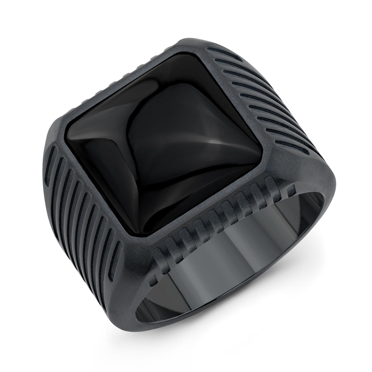 ONYX BLOCK RING IN BLACK TITANIUM