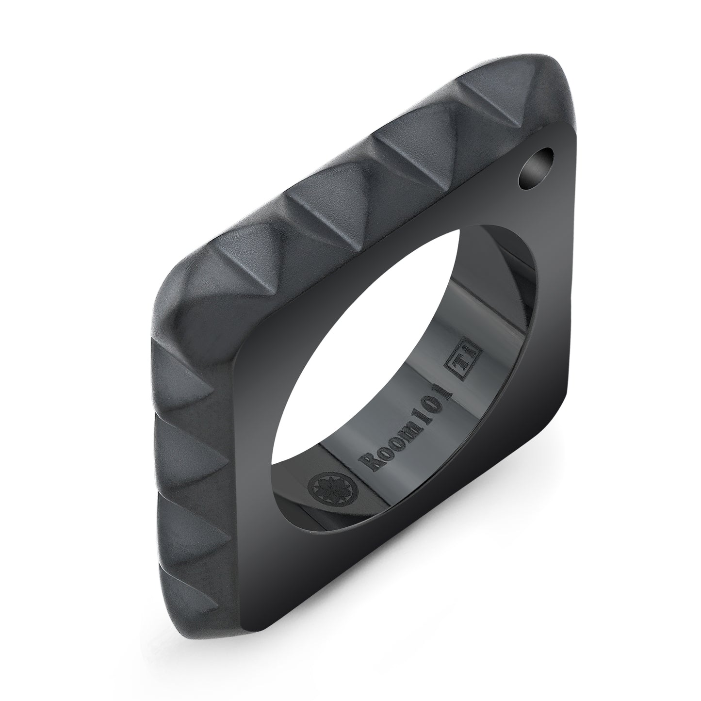 PUNK SQUARE RING IN BLACK TITANIUM