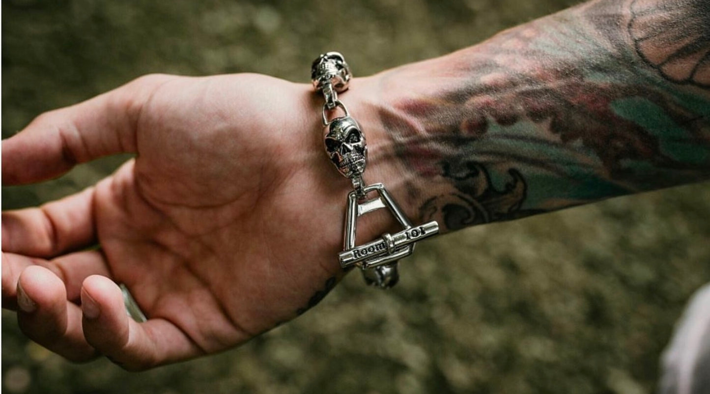 Stainless Skull Link Bracelet