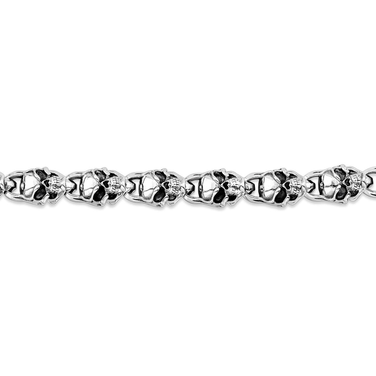 Sterling Silver Men's 06 Skull Link Bracelet