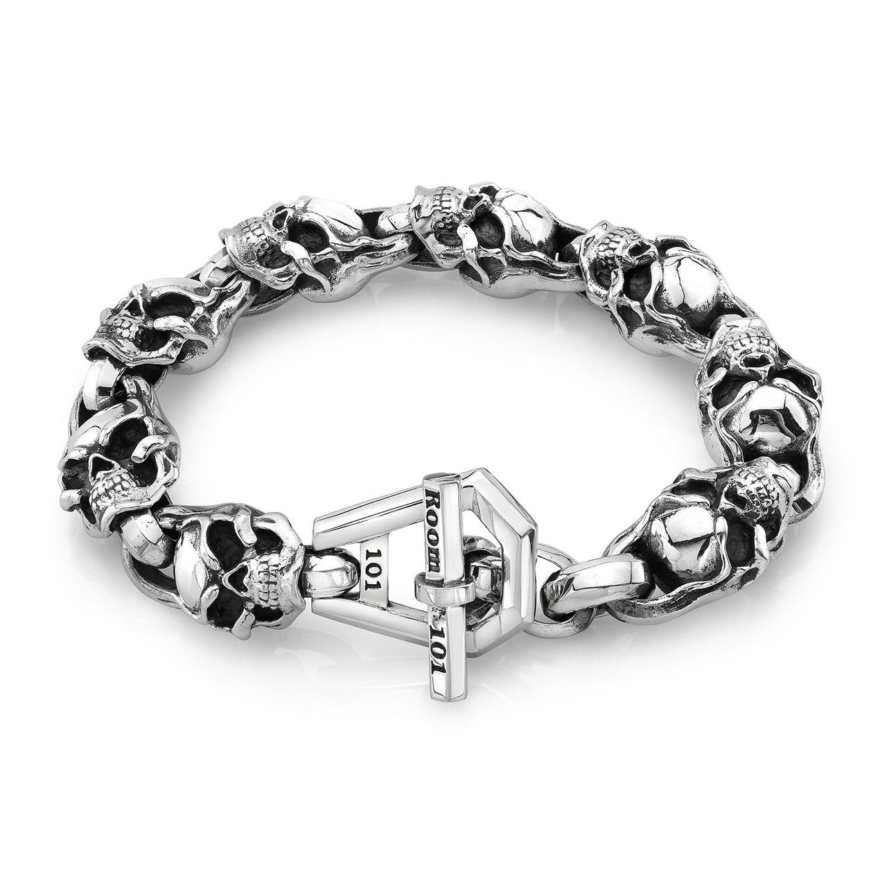 Sterling Silver Men's 06 Skull Link Bracelet