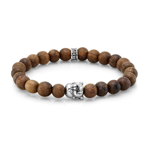 Natural Wood Buddha Bead Bracelet