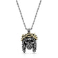 Chuey Quintanar Stainless Steel w/ Two Tone Gold Plate Jesus Skull - 25 In Rope Chain Necklace