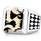 Custom Sterling Silver and Gold Monogram Block Ring