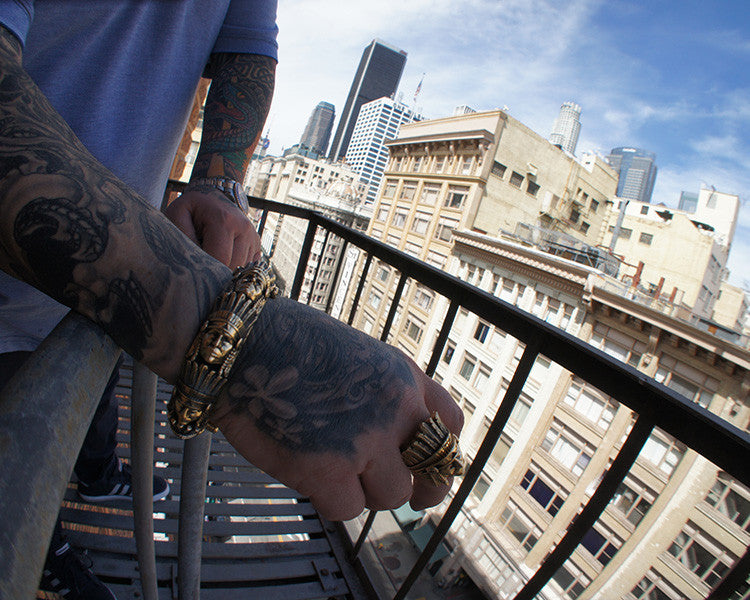 Custom 18K Gold EL INDIO Bangle Bracelet