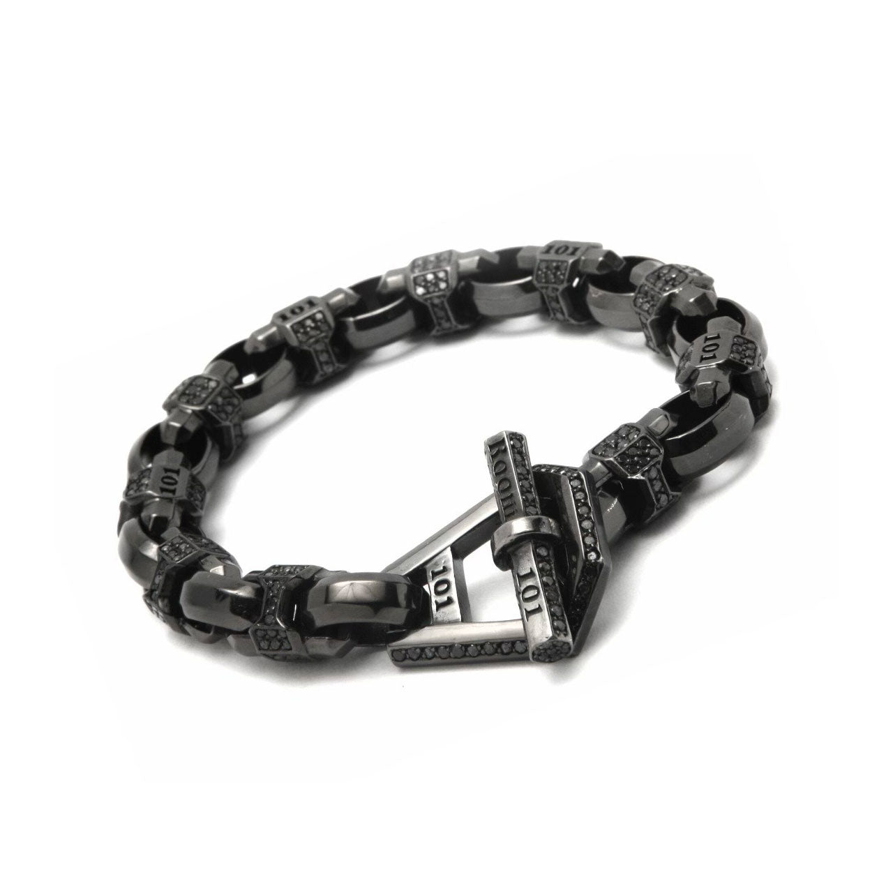 Black Rhodium & Black Diamonds Caterpillar Bracelet