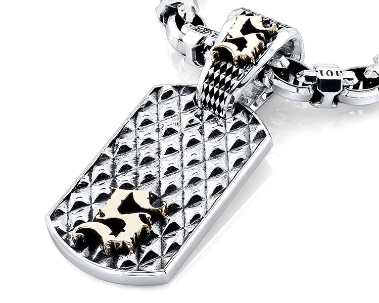 Custom Sterling Silver S Monogram Dog Tag Pendant