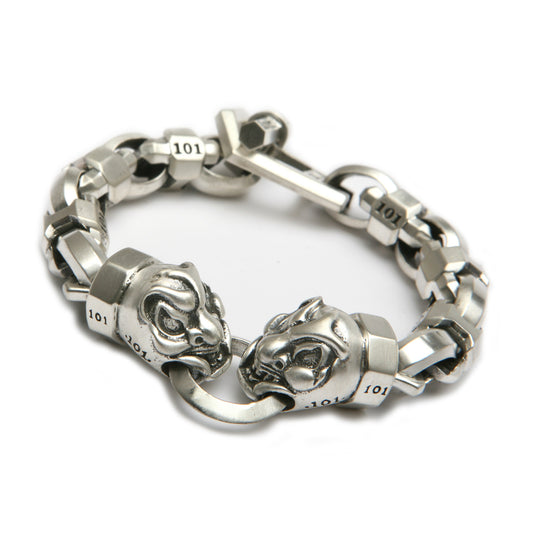 Sterling Silver FU Head Bracelet 8.5 inch/Archive