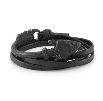 BLACK LEATHER  AND BLACK ARROW WRAPING BRACELET/ARCHIVE
