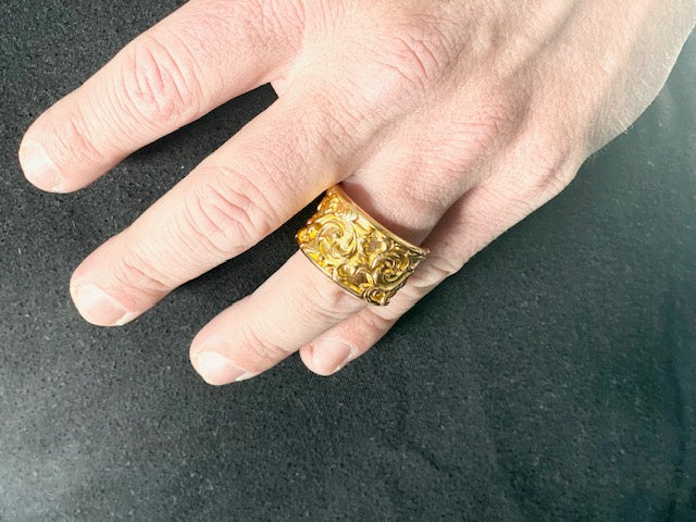 Sterling Silver Filigree Band 14k gold plated/Archive