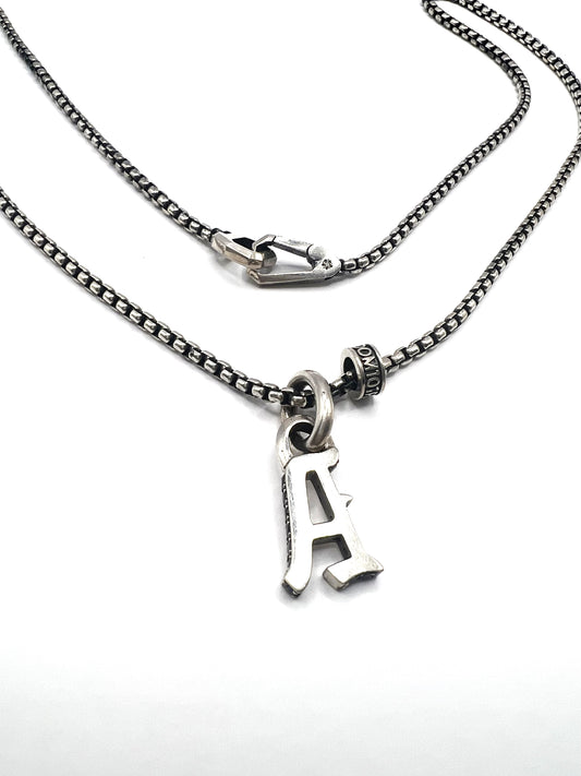 STERLING SILVER INITIAL LETTER PENDANT IN OLD ENGLISH WITH CHAIN /PROTOTYPE