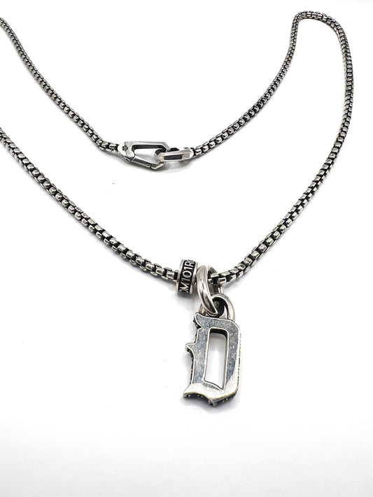 STERLING SILVER INITIAL LETTER PENDANT IN OLD ENGLISH WITH CHAIN /PROTOTYPE
