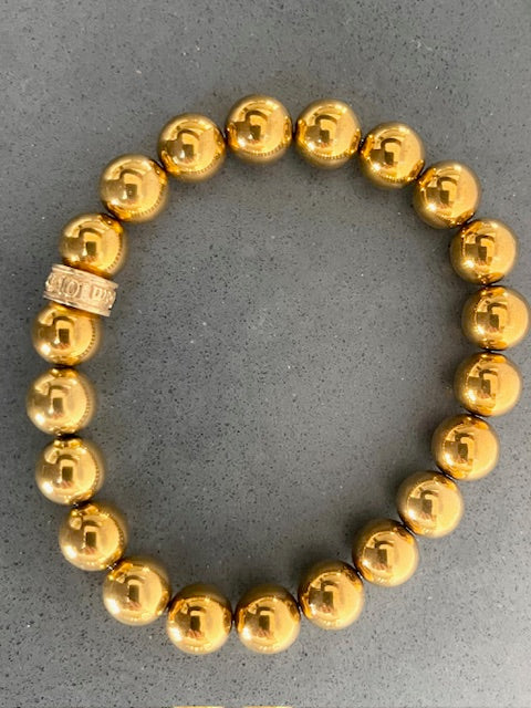10mm Gold Hematite Bead Bracelet/Archive