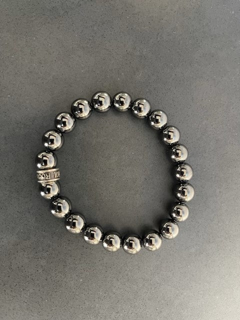 10mm Polished Hematite Bead Bracelet/Archive