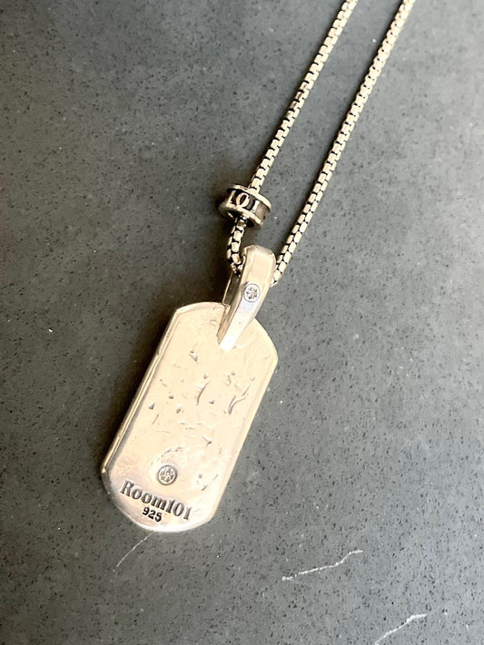 Sterling Silver Distressed Dog Tag with chain