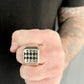 Sterling Silver Big Block Diamond Pattern Ring size 13/Archive