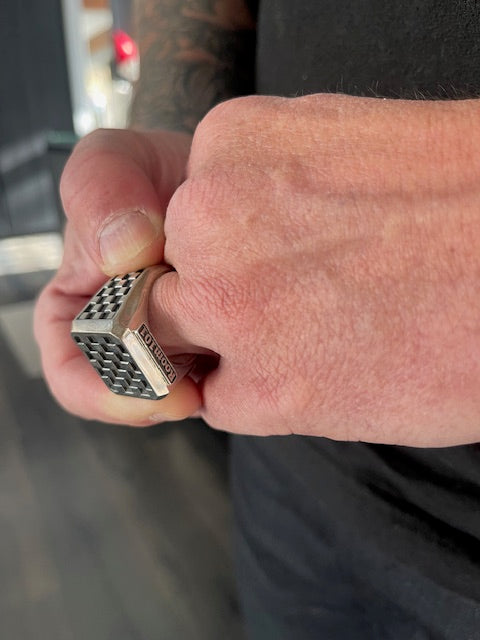 Sterling Silver CNC Checker Block Ring size13.5/Archive