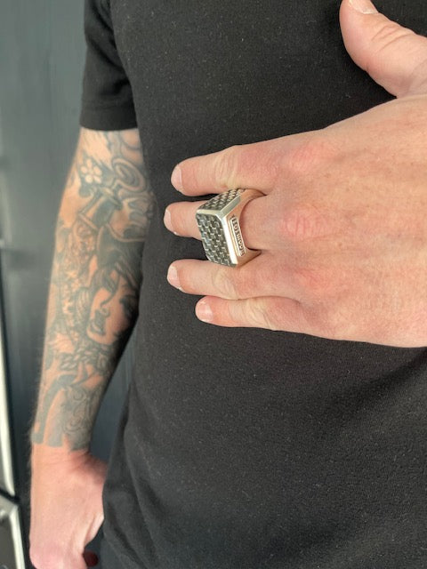 Sterling Silver Checker Block Ring size 12.5/Archive