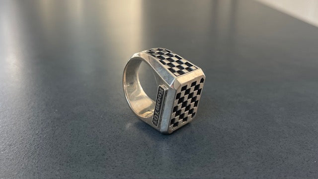 Sterling Silver CNC Checker Block Ring size13.5/Archive