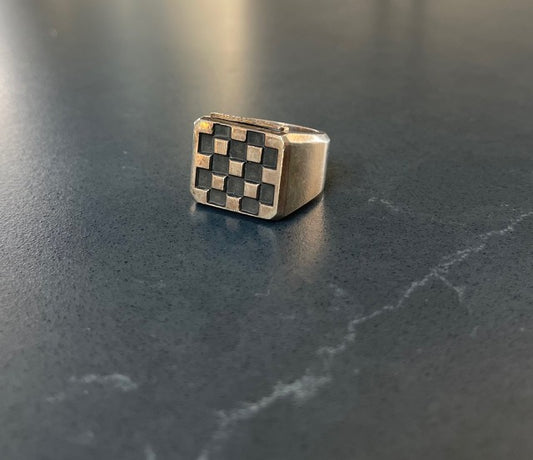 Sterling Silver lg checker block ring size 11/Archive