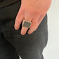 Sterling Silver Small Checker Block Ring size 11/Archive