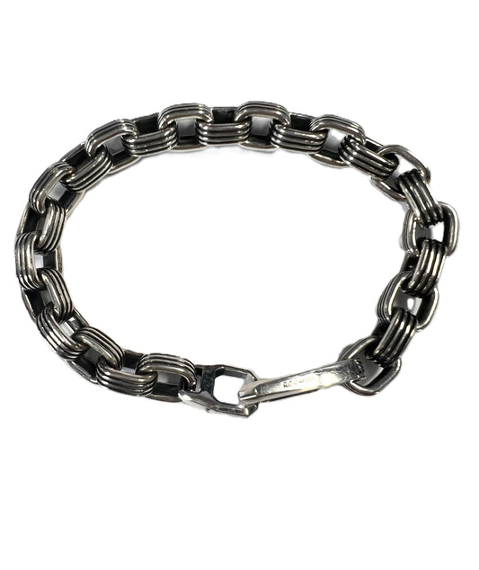 Sterling Silver Medium Striped link Bracelet 8"/Prototype