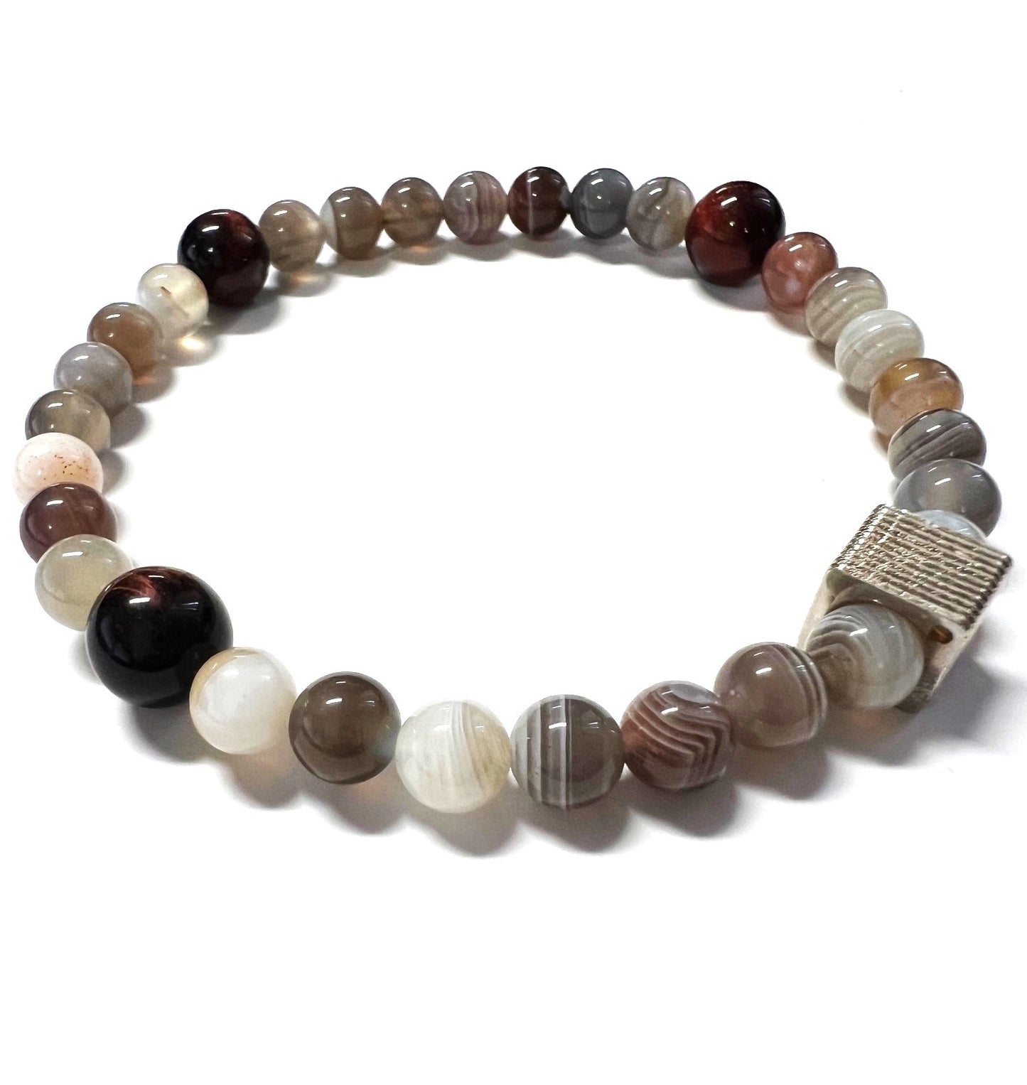 Red Tiger eye and Botswana Agate  Bead Bracelet/Prototype