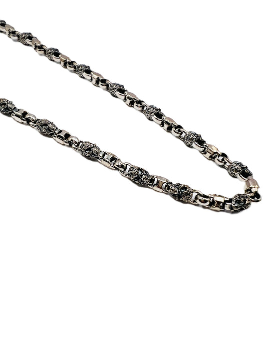 Sterling Silver Mini Filigree Skull Mini Caterpillar Necklace 24 inch/Prototype