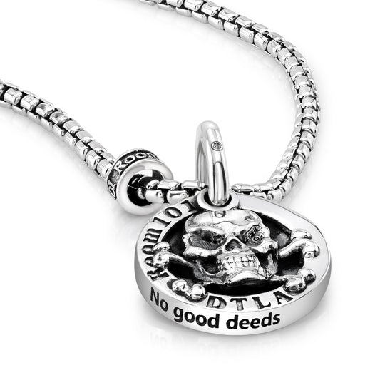 Sterling Silver Skull N Bone Coin Pendant/Archive