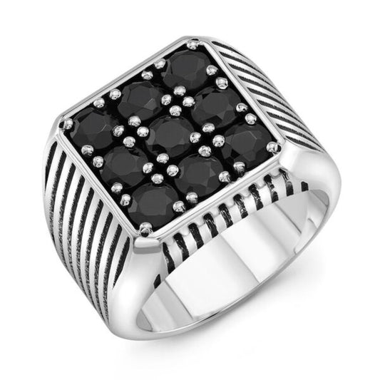 Sterling Silver no. 9 Striped Ring size 10/Archive