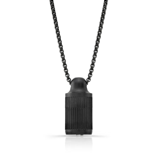 Large Black Titanium Stash Pendant with Stripes